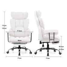 Chaise de jeu GTPLAYER, chaise de jeu, chaise de bureau ergonomique avec repose-pieds, surface en tissu, coussin d'assise à ressorts, chaise de jeu rembourrée, fauteuil de jeu capacité de charge 150 kg - Blanc - Voir 2