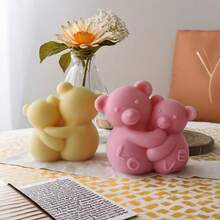 1 pieza Molde de vela con diseño de oso abrazando AMOR para manualidades de jabón, resina y yeso, decoración del Día de San Valentín y regalos creativos hechos a mano, adecuado para principiantes, simple y fácil de desmoldar