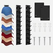 2-Pack Hat Organizer For Baseball Caps, Men's Hat Organizer, Hat Rack On Wall, Hat Storage Organizer For Wall, Multi-Layer Hat Storage, Wall Hanging Hat Hooks For Closet Doors And Bedrooms - 黑色2個裝 - 查看 4