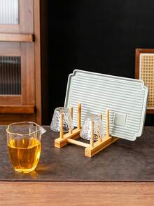 1pc Bamboo Wooden Plate Rack, Kitchen Storage Organizer For Dish, Plate, Bowl, Cup, Pot Lid And Cutting Board, Multifunctional Bamboo Drying Rack, Bookshelf, Home Kitchen Supplies - Multicolor - View 4