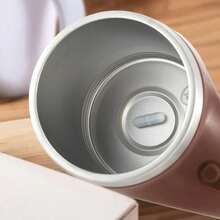 12.8oz Self Stirring Coffee Mug, 304 Stainless Steel Coffee Cup With Lid & Handle, Reusable Drinking Mug, Leakproof Milk Tea Beverage Container Suitable For Students And Adults In School Office Travel Picnic Use - Grey - View 6
