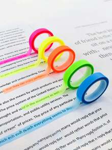 5pcs Ultra Fine Index Tabs Transparent Tear-Off Sticky Tape Note Waterproof Writable Colorful Highlighter, Five Colors,School Supplies,Back To School - Multicolor - View 8