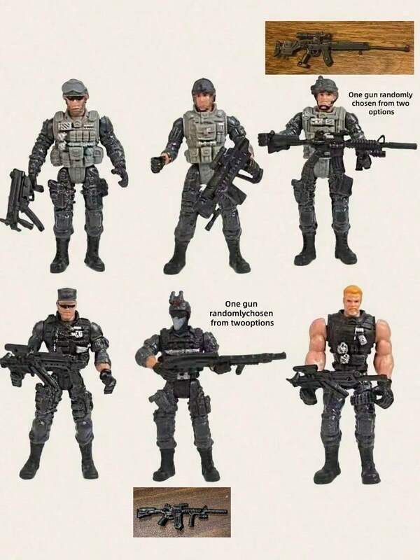 Realistic Military Soldier Model, Posable Joint Antim Special Forces Figurine, Decorative Doll, Random Rifle Accessory Style, (Slight Molding Imperfections)
