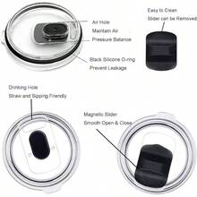 20oz Magnetic Tumbler Lid 2Pack, Compatible With Trail, Old Style Rtic, And More, Magnetic Slider Switch Spill Proof Tumbler Cover 2 Pack, Black - Gói 2 + Đen - Xem 5