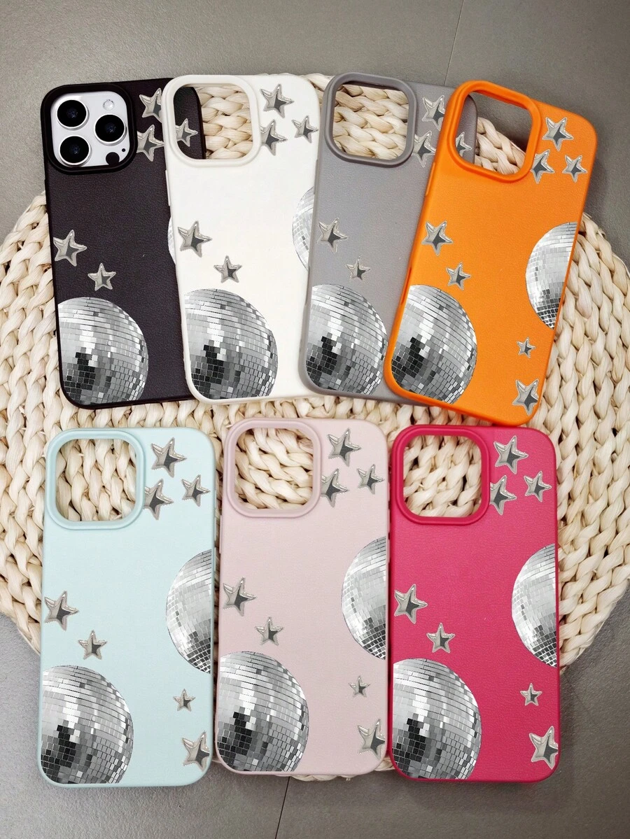 GALLAPLE Retro Disco Star Phone Case Y2K Style Shiny Pattern Drop-Proof Shockproof Scratch-Resistant Protective Cover Compatible With Iphone 17Promax/17Pro/17AIR/17/16Promax/16Pro/16Plus/16/15Promax/15Pro/15Plus/15/14Promax/14Pro/14Plus/14/13Promax/13Pro/13/12Promax/12Pro/12/11Promax/11Pro/11/XSMAX/X/XS - Grey - View 1