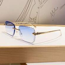 1副男女通用无框方形休闲时尚眼镜 - 彩色 - 查看 9