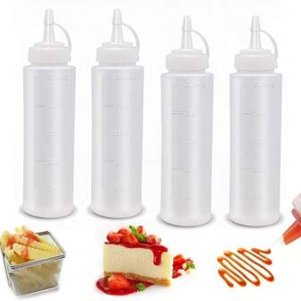 4 piezas Botellas de plástico para condimentos de 8 onzas con tapas a rosca para salsas, pintura, aceite, condimentos, aderezos para ensaladas, artes y manualidades