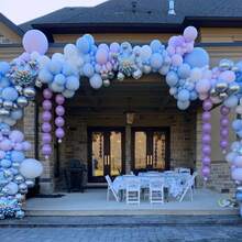 124件套蓝色、紫色、银色雪花和五彩纸屑乳胶气球拱门套装，适用于生日、节日、迎婴派对、冬季仙境主题派对装饰 - 彩色 - 查看 3