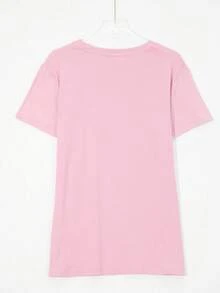 Women's  Graphic T-Shirt,  Panther Drinking Boba Bubble Tea Soft Cotton Casual Tee For Summer Brunch, Gift For Girls Who Love Whimsical Prints - Relaxed Fit, Lightweight, Pairs With Jeans - 粉色 - 查看 2