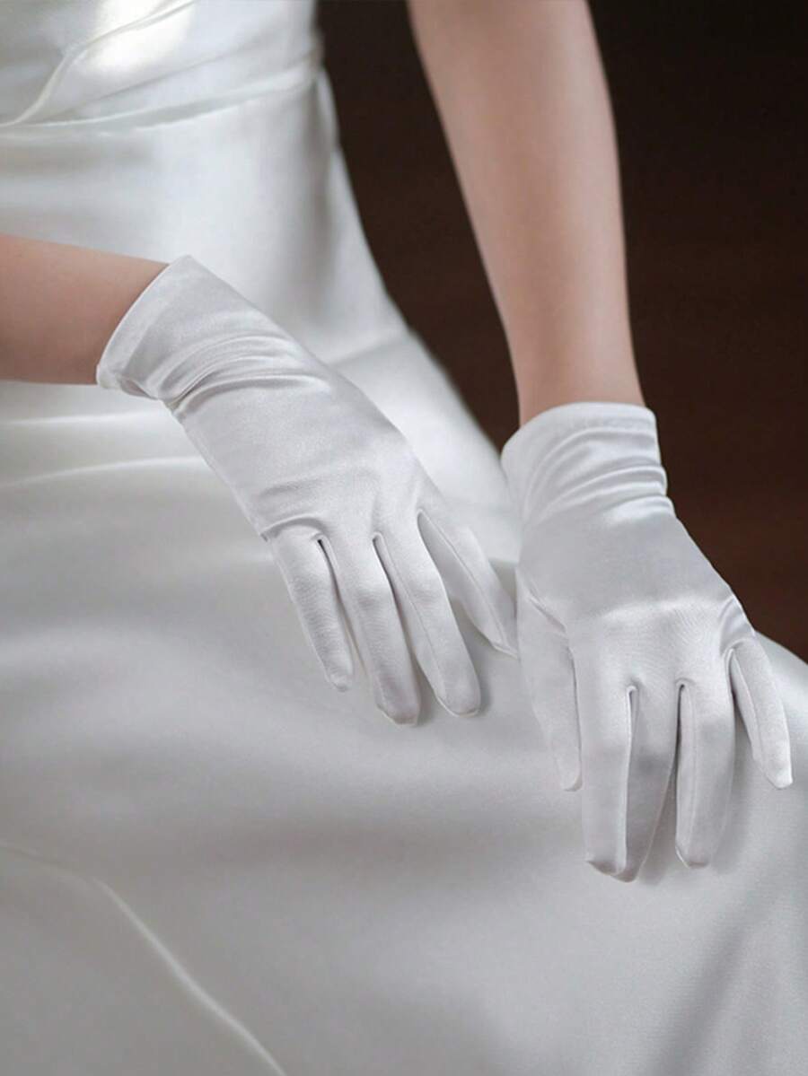 1 Pair Thin Gloves, Suitable For Women For Daily Wear And Holidays - White - View 1