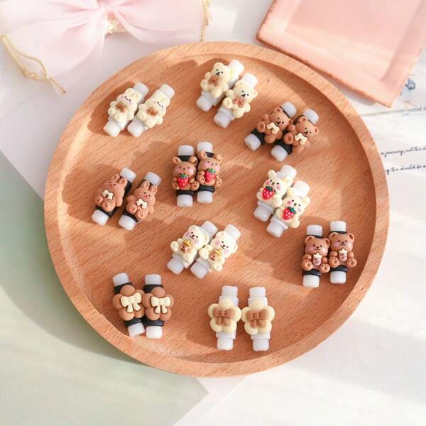 1 paire de protecteurs de câble de dessin animé mignons, protections anti-rupture pour câble de chargeur de téléphone, étuis de protection haute apparence pour fil d'écouteur