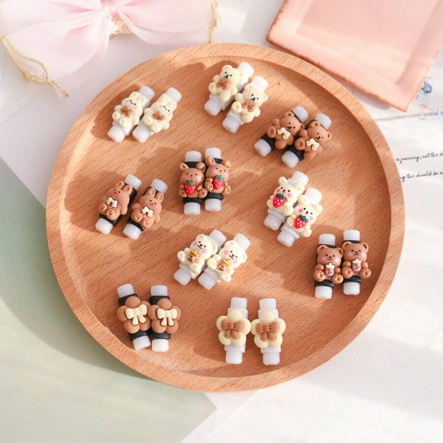 1 paire de protecteurs de câble de dessin animé mignons, protections anti-rupture pour câble de chargeur de téléphone, étuis de protection haute apparence pour fil d'écouteur