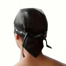 WoMen's Punk Style Skull Cap - Black Studded Faux Leather Bandana Head Wrap With Metal Trim, Adjustable Biker Doo Rag For Motorcycle & Hip Hop Fashion - 1 cái - Xem 6