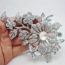 1 Piece Of Elegant Floral Brooch, Alloy Silver Tone, With Rhinestone Decoration, Fashion Accessory Suitable For Both Men And Women. - 銀色 - 查看 4