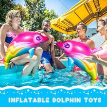 Dolphin Rainbow Inflatable Pool Toy 36 Inch Summer Colorful Pink Poolside Aquatic Themed Decor Inflate Pool Beach Birthday Party Decoration(2 Pieces) - Nhiều màu - Xem 3