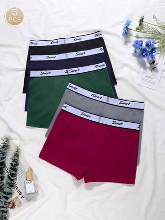 5 st sömlösa säkerhetsbyxor för kvinnor med mellanhög midja - skyddande