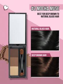 MISSLYN哑光眉粉盘，3色，眼妆，眉毛填充，持久显色，增强并勾勒眉形，填充并塑造眉型，内含小刷子，带镜子，方便携带。 - #2 Mocha Muse - 查看 8