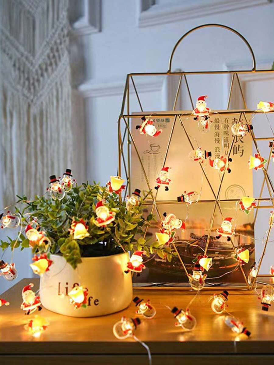 أضواء سلك نحاسي للكريسماس بطول 100/200/300 سم، أضواء جنية جديدة وجميلة بتصميم ساحر لشكل بابا نويل وشجرة والجرس والثلج والفيونكة والقبعة والغزال وقصب السكر والجوارب والنجمة، مناسبة للاستخدام الداخلي في غرفة المعيشة والنوم والمطبخ والممرات وأحداث العطلات والحفلات، البطاريات غير مشمولة