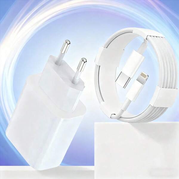 Conjunto de Carregador PD de 20W + Cabo de Carregamento PD de 1M, Cabo de Dados de 3,3 pés/100 cm, Compatível com 14/13/12/11, iPad, Cabo e Adaptador de Carregamento Rápido Tipo-C, Adequado para Viagem, Escritório, Dormitório e Casa