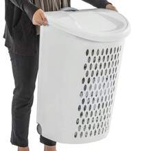 Ultra Wheeled Hamper, Plastic Laundry Hamper With Handle Easy Transport, White - White+1 - View 8