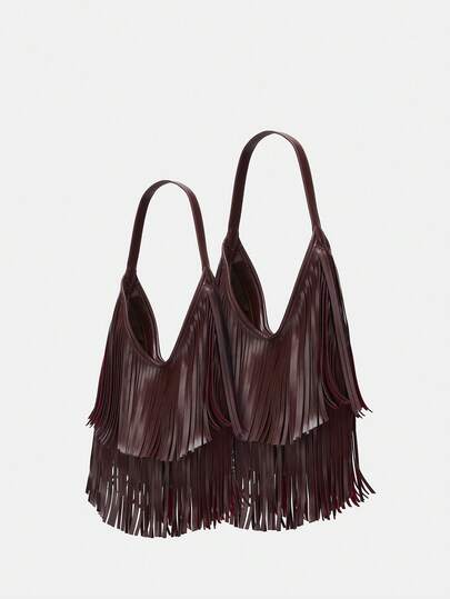 女士复古麂皮流苏单肩包、斜挎包、手提包