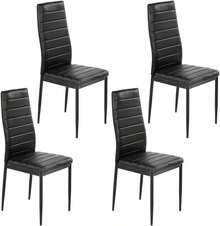 Extendable Dining Table And Chairs Set Of 4,White Marble Effect Table With 4 Black High Back Dining Chairs,Modern Dining Table Set For Home/Kitchen - White Marble Effect Table+4 Black Chairs - View 6