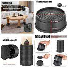 8PCS Furniture Riser Heavy Duty Stackable Bed Lifts Risers 1.5u201D 3u201D 6u201D Lift Height Adjustable Table Chair Sofa Riser Anti Slip Furniture Lift Pads Support To 1000kg - Round - View 1