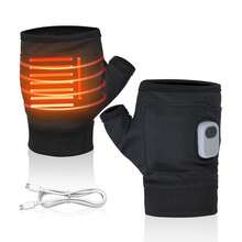 3-Gear Adjustable Heated Gloves, Outdoor Office Portable Half-Finger Design, 45°C/50°C/55°C Temperature, Winter Warm, Type-C Rechargeable Heating Gloves, Unisex Winter Warm Gloves, 3-Layer Fabric Design, Fast Heating & Heat Retention - Black - View 11