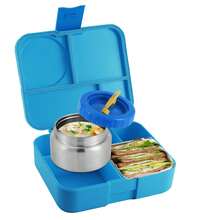 便当盒套装，含 8 盎司保温不锈钢汤罐 - 非常适合学校或办公室午餐、返校 - Premium Blue - 查看 7