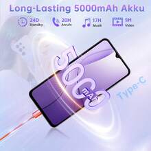 OUKITEL C2 Android 14 手机解锁 2025-16GB+128GB，6.52 英寸水滴屏，5150mAh 电池智能手机，13MP 摄像头八核，指纹/3.5mm 插孔/GPS - 金色 - 查看 6