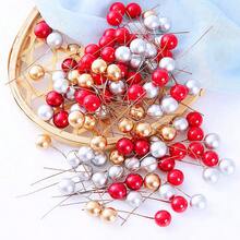 50 Stück Mini künstliche Beeren - rot, gold und silber, Faux Beerenzweige für DIY Bastelprojekte, Kranzherstellung, Geschenkverpackung, Weihnachtsbäume, Valentinstag Arrangements und Neujahrsfeiertag Dekorationen für Zuhause, ideal für festliche Bastelprojekte