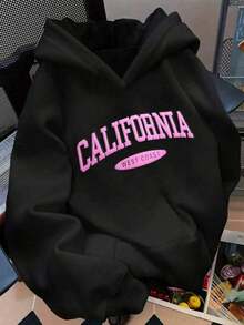 Winter Clothes For WomenHESSEN Women's New Autumn/Winter Fashion Casual Loose Letter Print Long Sleeve Hooded Sweatshirt, Versatile Pullover Hoodie, Suitable For Daily Wear, Back To School, Graduation, Teacher, Door Fitness, Running, Christmas PartyLoose And Comfortablehoodie Christmas Sweatshirt - 杏色 - 查看 5