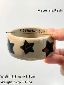 1pc Handmade Resin Bracelet In Milky Tea Color, Multi-Element Design With Stripes And Rivets, Suitable For Daily Wear And Parties, Great Gift For Family And Friends, Autumn/Winter - Multicolor B - View 4