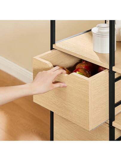 SoBuy Kitchen Trolley Drawers Shelves, Serving Trolley, Side Table, Rolling Tea Bar Shelf Wheels, Approx. 53x89x37cm (WxHxD), FKW111 view 10