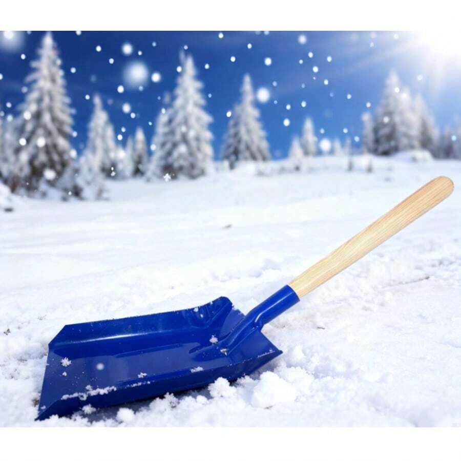 Xẻng xúc tuyết bằng sắt cán gỗ màu xanh hoặc xanh lá cây ngẫu nhiên - Nhỏ 20x10cm / Trung bình 21x15cm / Lớn 26x18cm, Dụng cụ dọn tuyết gia dụng mùa đông - Nhiều màu - Xem 1