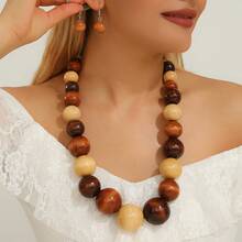 Bohemian Style Vintage Women's Long Beaded Necklace And Earring Set, Unique Women's Jewelry Set