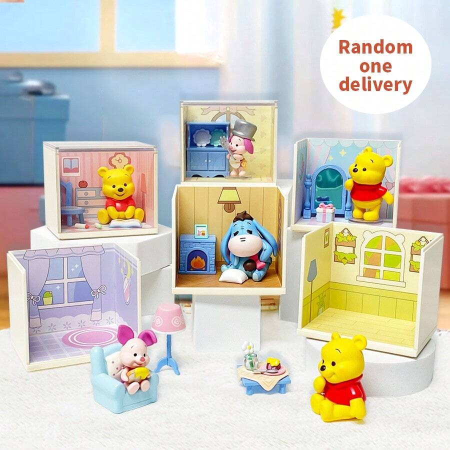 Miniso Hộp bí mật mô hình Winnie the Pooh Home Moment Series của Disney, chất liệu nhẹ, mô tả chi tiết ngôi nhà, lựa chọn ngẫu nhiên (1 mô hình được giao ngẫu nhiên)