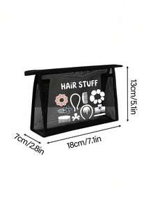 Mesh Cosmetic Bag With Hair Accessory Pattern, Multifunctional Cosmetic Pouch, For Clips, Headbands,Red Air Cushion Storage Portable Storage Bag, Makeup Bag, Skincare Bag, Travel Essentials, Dormitory Supplies, Bathroom Storage, Jewelry Storage, Lip Oil And Cosmetics Storage Bag School Supplies Pouch ,Make Up Bag Holiday Essentials, Makeup Storage,Wedding Bride Gifts, Mother Gifts, Birthday Gifts, Gifts For Friends And Teachers