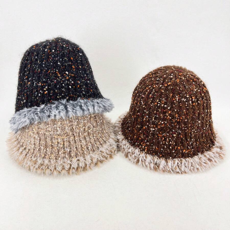 1pc, Knitted Fisherman's Hat, Frayed Brim, Winter-Warm Fisherman's Cap, Autumn Outdoor Accessory, Unisex Casual Headwear.