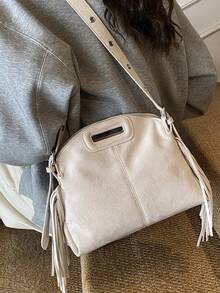 2025 New Arrival Unique Design Tassel Handbag, Personalized Fashion Versatile Tote Bag, Casual Commute Shoulder Crossbody Bag,Fringe Bag - Beige - View 6