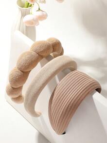 3 piezas Diadema ancha de punto con textura, accesorios de cabello versátiles para mujeres, otoño/invierno - Multicolor - Ver 1