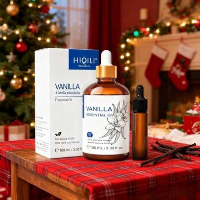 HIQILI HIQILI 100mL Vanilla Essential Oil, Undiluted Natural Strong Fragrance, Pure Vanilla Diffuser Aromatherapy Oil For Skin Body Humidifier Home Fragrance Lasting Aroma Soap&Candle Making, Best Gifts For Christmas New Years Valentine's Day