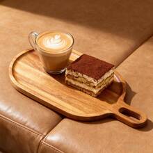 1pc Elegant Wooden Tray, Creative Oval Wooden Platter With Handle, Suitable For Displaying Coffee, Desserts And Breakfast. Kitchenware, Kitchen Decor And Storage Tray For Home, Parties, Camping, Christmas, Thanksgiving, Also As New Year Gift. Rustic Wooden Tray, Wooden Snack Platter, Holiday Decor, Home Entertainment - Multicolor - View 8