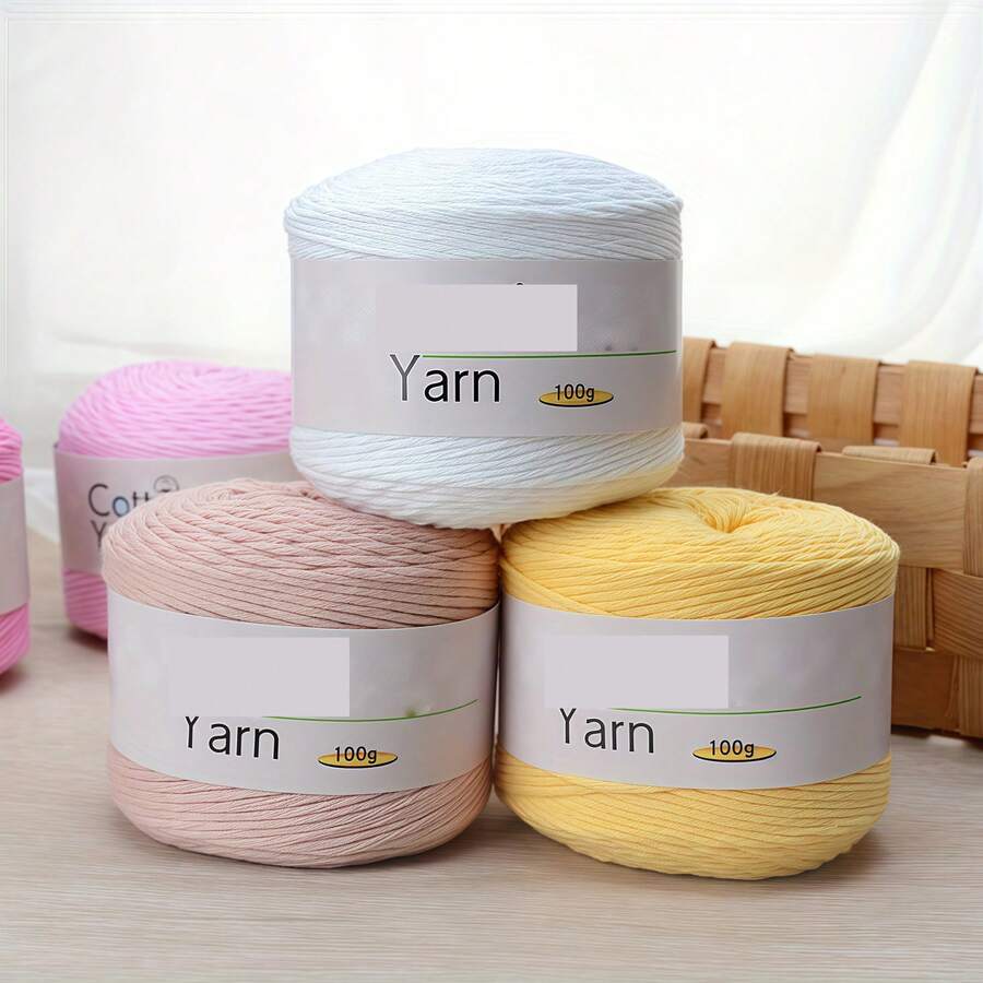 1 Roll/100g Soft Premium Yarn, 16-Ply Medium Thickness - Pastel Colors (Pink, Purple, Yellow, White) - Perfect For Knitting Scarves, Gloves, Sweaters, Hats, Bags And DIY Crafts, Handmade Yarn | Pastel Yarn | Soft Texture