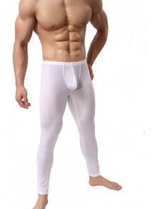 Mens Thin Silk Compression Baselayer Thermal Long Johns Underwear - Navy Blue - View 4