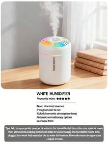 1 pieza Humidificador de aroma USB de 180ml con luz de degradado de color - Modos de niebla dual (continuo/intervalo), 5 aromas de aceites esenciales (marino), para difusor de aroma para el hogar o ambientador de coche, opción de color negro/blanco - Negro o blanco - Ver 14