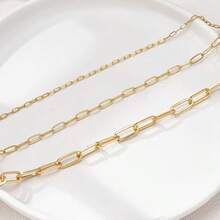 1pc European And American Fashion Minimalist Multilayer Metal Chain Necklace, Suitable For Party And Occasions - Multicolor - View 2