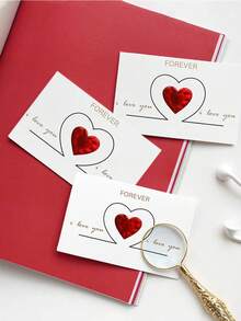 12pcs/6pcs/1pc Valentine's Day Adorable Heart-Shaped Love & Gratitude Cards With Envelopes Decorative Foldable Cards For Weddings, Anniversaries, Parties, And Mother's Day Gifts