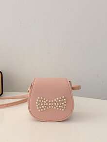 蝴蝶结装饰时尚女童单肩包，PU皮革斜挎小包