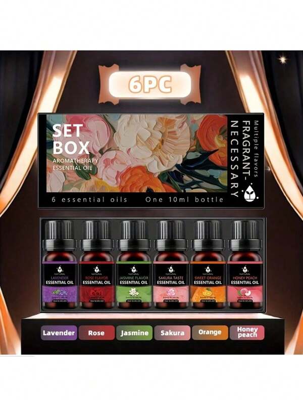 6pcs/4pcs Essential Oil Set, 8pcs/1pc Water-Soluble Aromatherapy Essential Oils, 10ml Oils In Scents Like Rose, Lavender, Vanilla, Suitable For Diffuser, Candles, Oil Burners, Humidifiers, Christmas